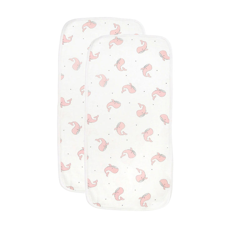 Organic 2-Pack Muslin Burp Cloth in Pink Whale