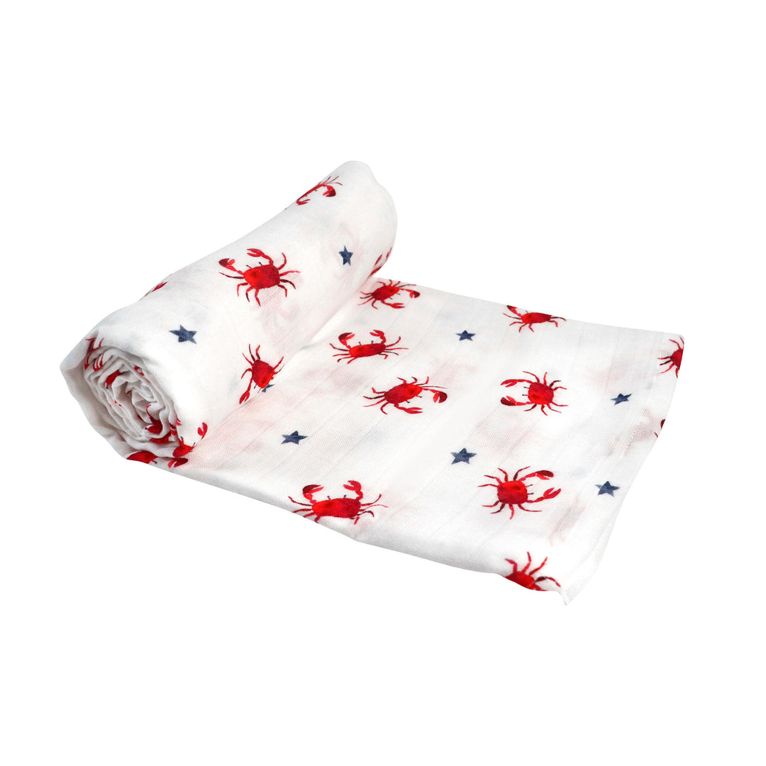 Organic Muslin Swaddle in Red Crab