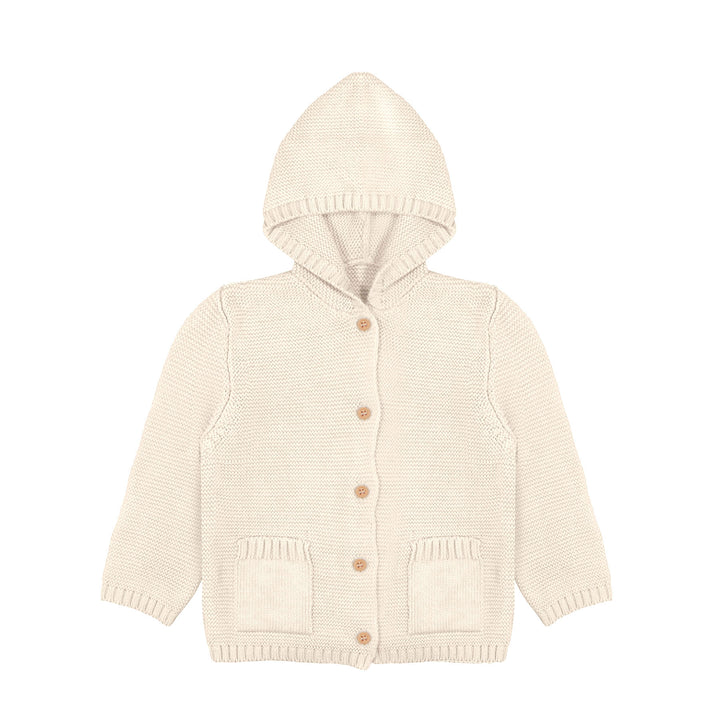 Organic Knit Hooded Sweater Ivory