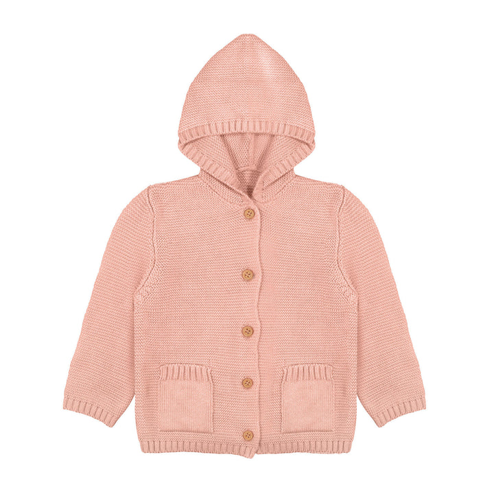 Organic Knit Hooded Sweater in Pink Pearl