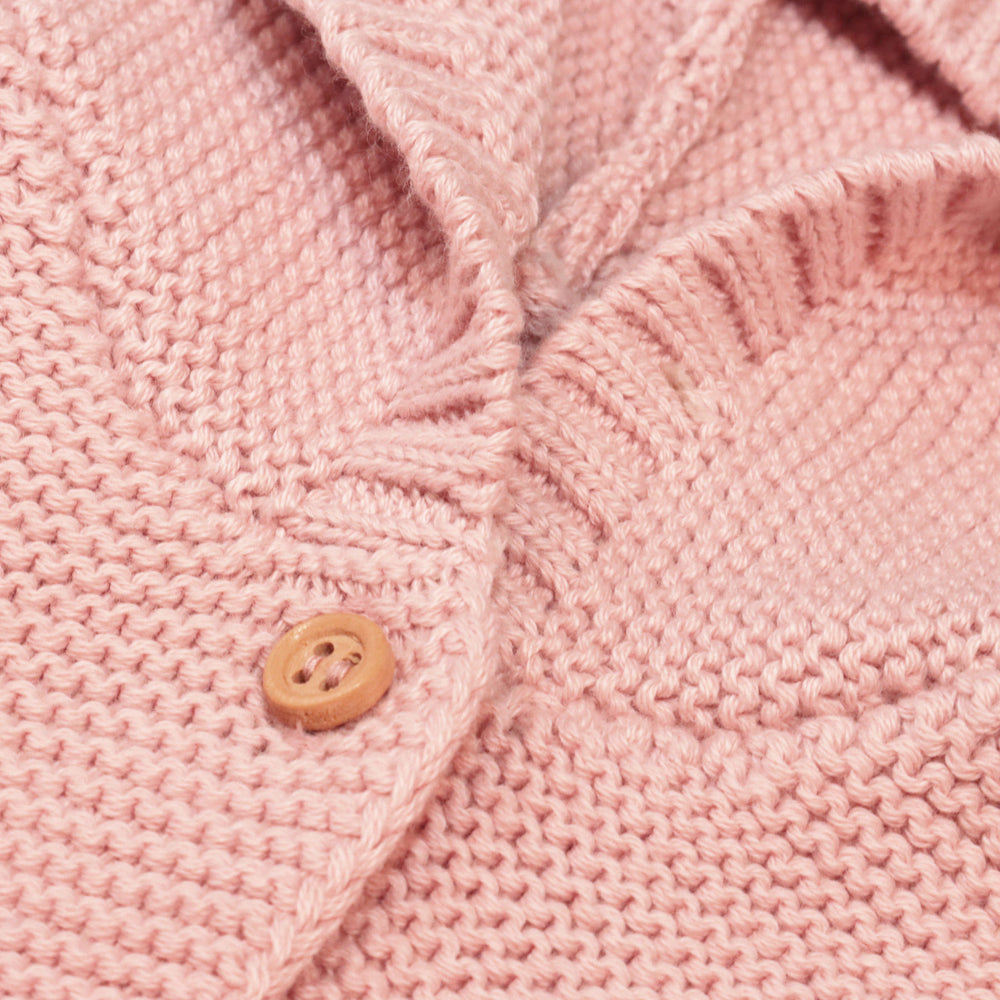 closeup of sweater button brown