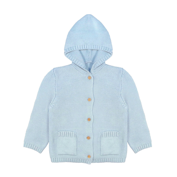 Organic Knit Hooded Sweater in Sky Blue