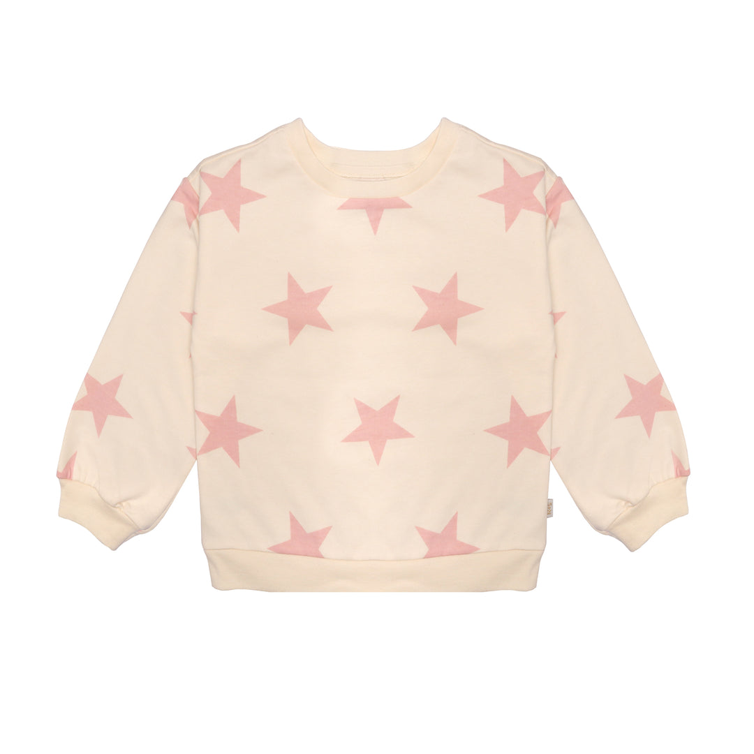 ivory sweatshirt with pink stars