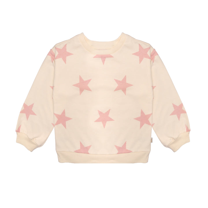 ivory sweatshirt with pink stars