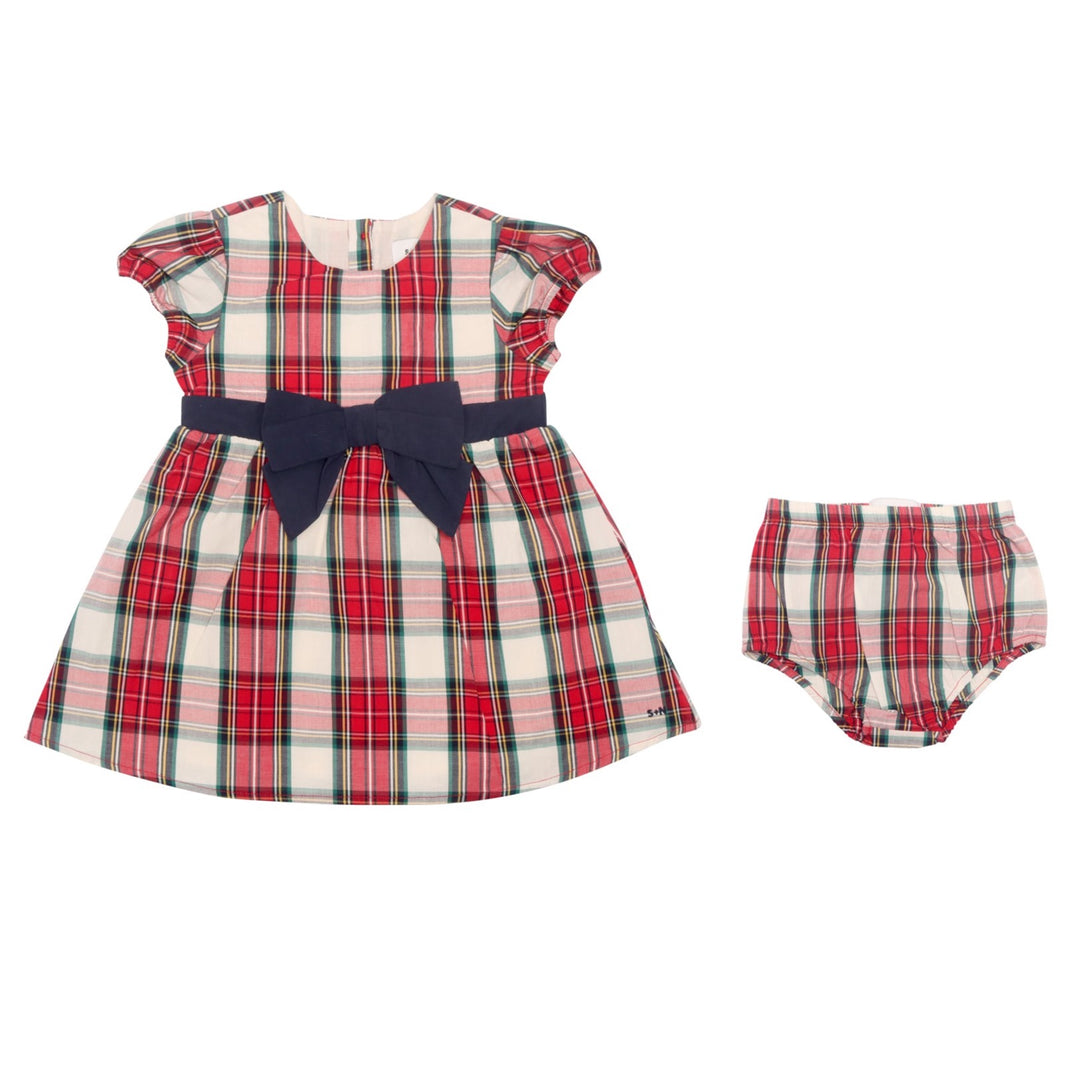 red tartan dress set 