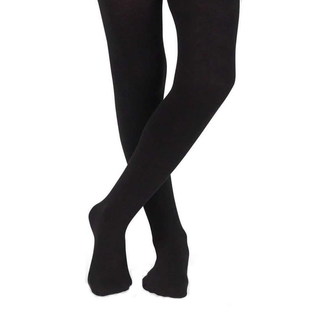 Pima Cotton Tights in Black cross feet