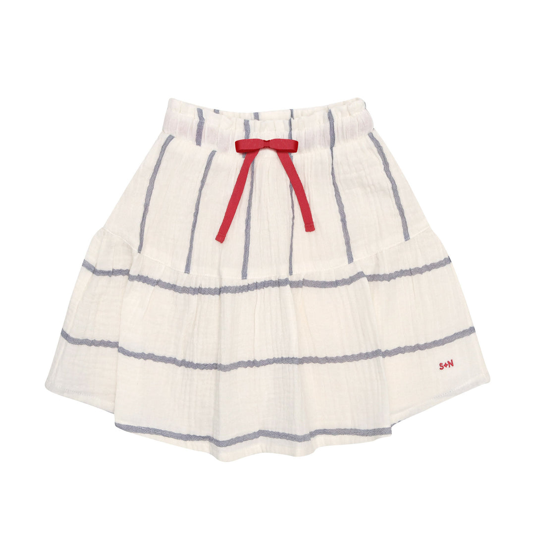 navy striped skirt