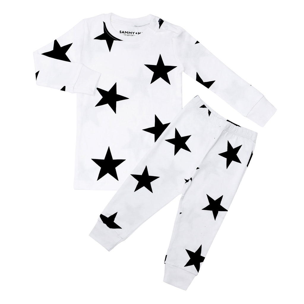 Black and white star pajamas hot sale