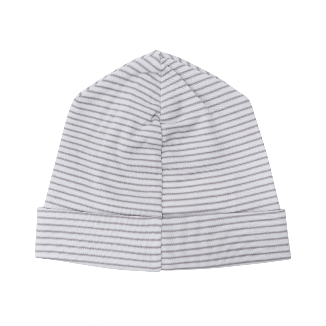 grey striped receiving hat