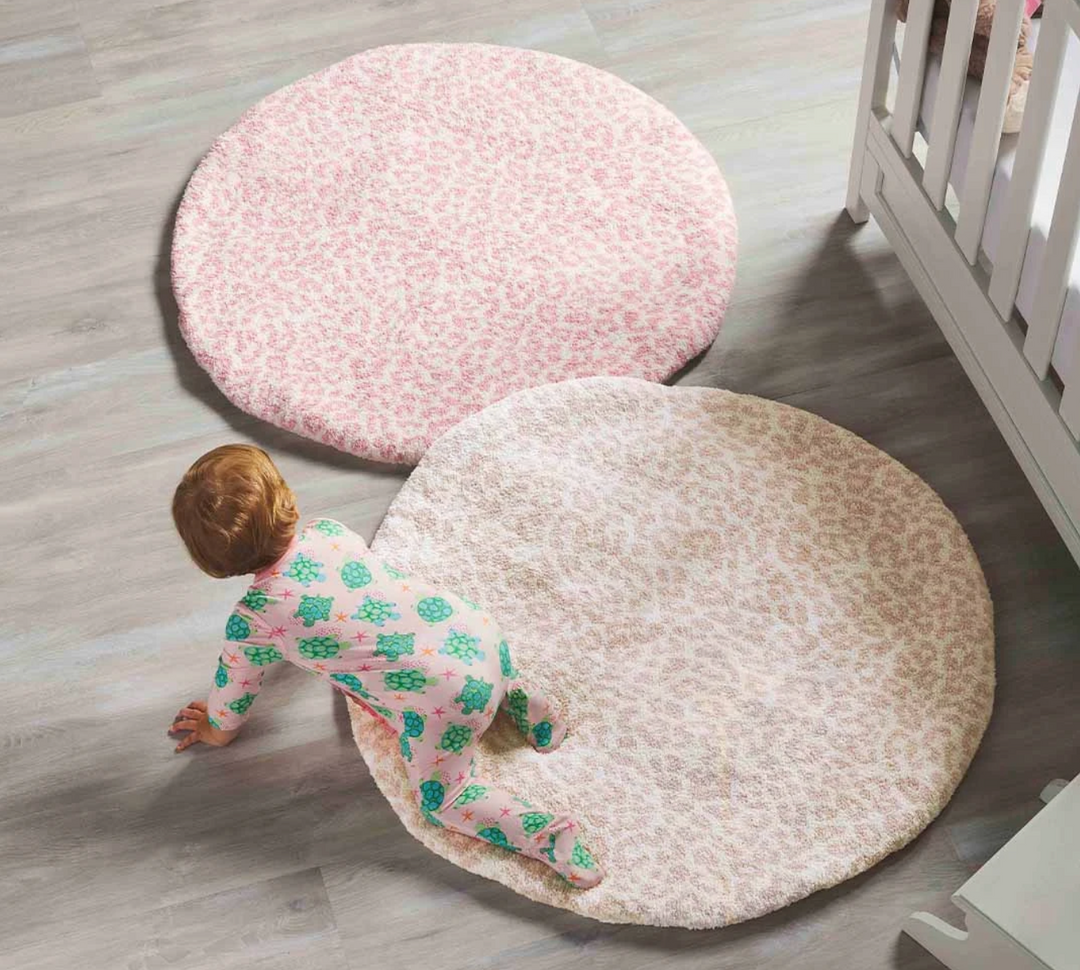 Chenille Leopard Play Mat in Pink