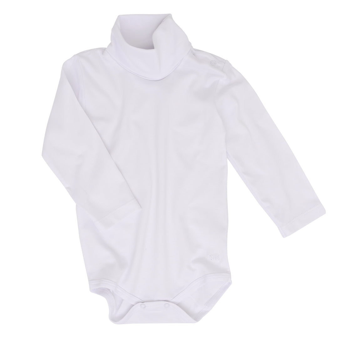 Long Sleeve Turtleneck Onesie in White