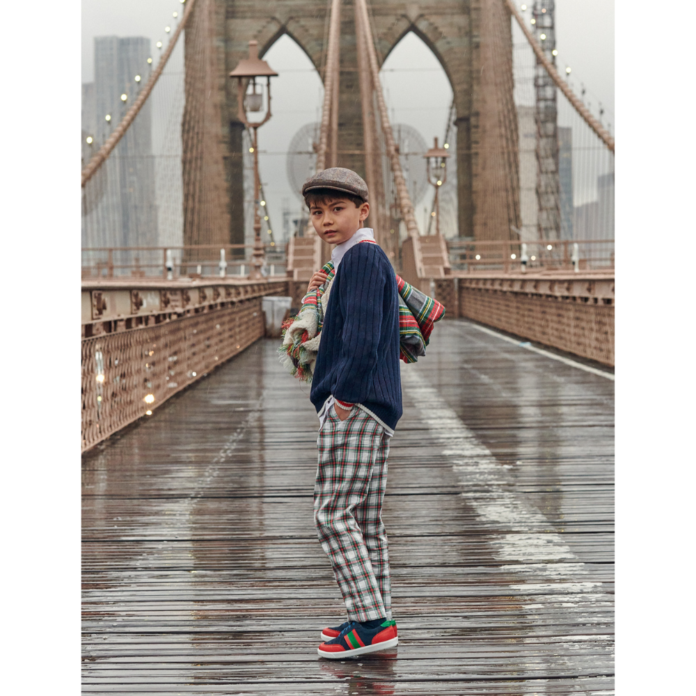 boy wearing plaid pant