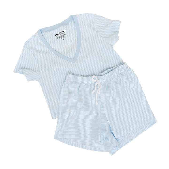 Women's Classic Stripe Shortie Set in Blue