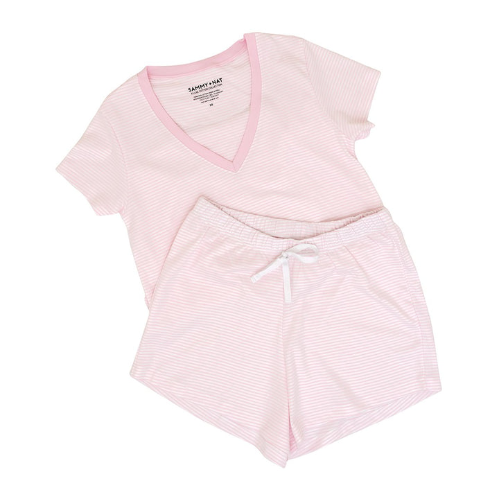 Women's Classic Stripe Shortie Set in Pink