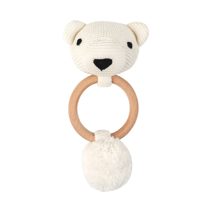 Organic Polar Bear Rattle in White