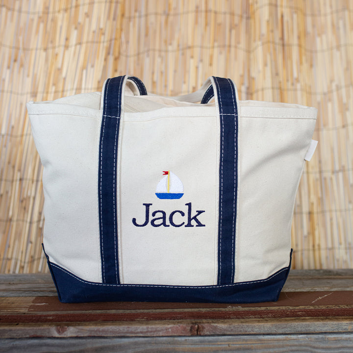 medium tote in royal blue with monogram