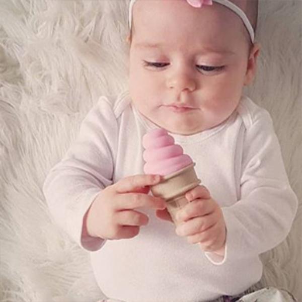 Ice Cream Baby Teether in Pretty Pink