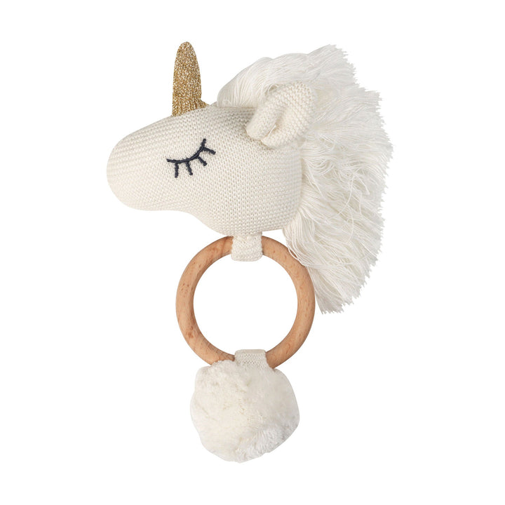 Organic Unicorn Rattle in White